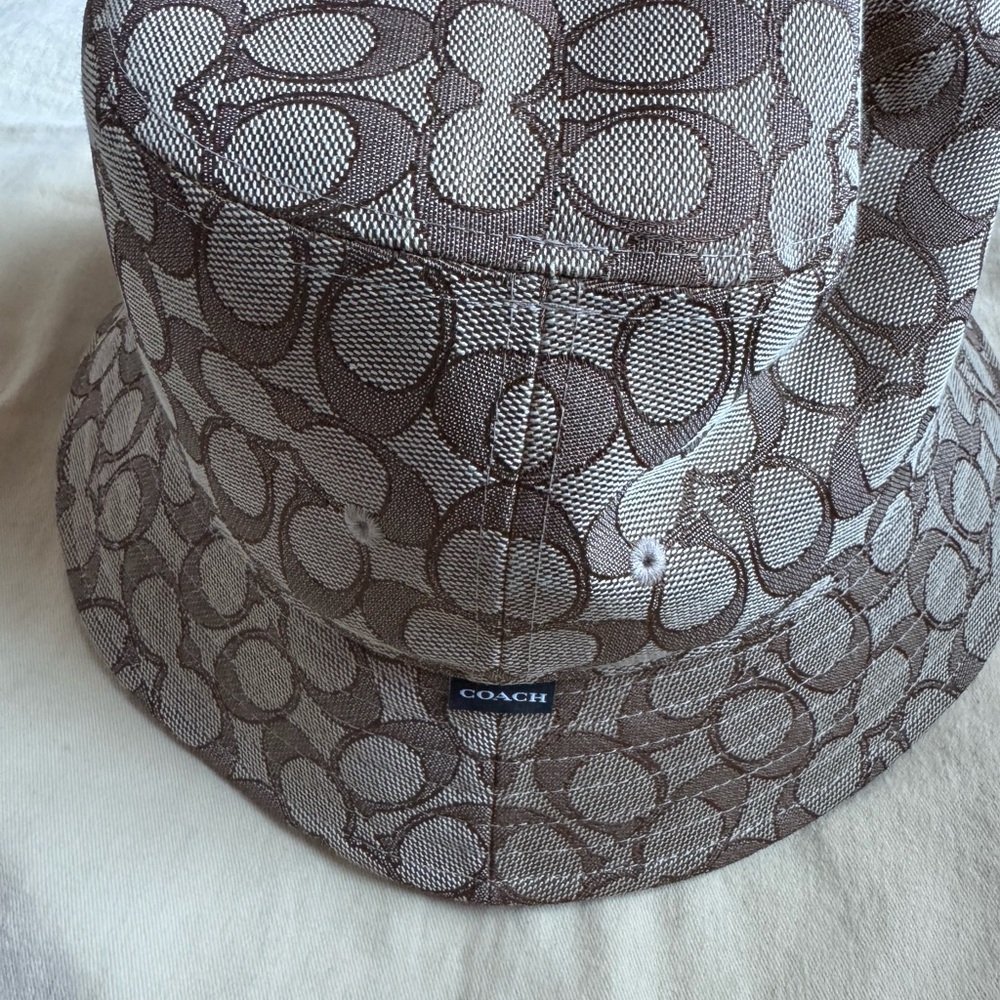 Coach Beige and Brown Patterned Hat